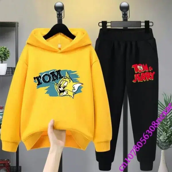 2024 New Disney Tom And Jerry Children's Set Spring And Autumn Cartoon Anime Boys And Girls Print Sports Top And Pants 2-piece - Image 4