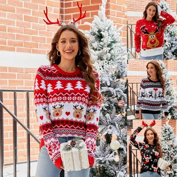 Christmas Knitwears Sweater Women Autumn And Winter New O Neck Long Sleeve Printed Fashion Casual Knitted Pullovers Feminina Top - Image 6