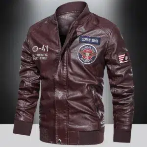 Spring and Autumn Men's Motorcycle Suit Leather jacket Color blocking American baseball collar pilot casual PU leather jacket