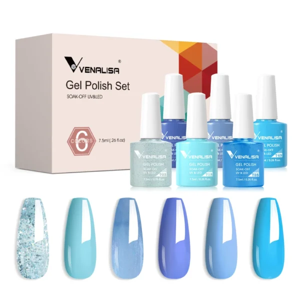 Venalisa Nail Gel Polish Kit HEMA FREE Nude Pink Color Collection Self Leveling Full Coverage Nail Manicure Set 6Pcs Kit - Image 4