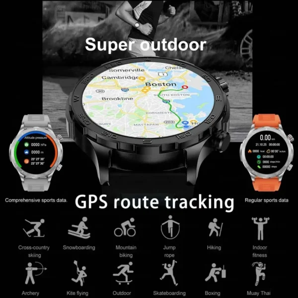 2024 New Bluetooth Call Smart Watch Men For Huawei AMOLED HD Large Screen Heart Rate NFC IP68 Waterproof GPS Sports Smart Watch - Image 4