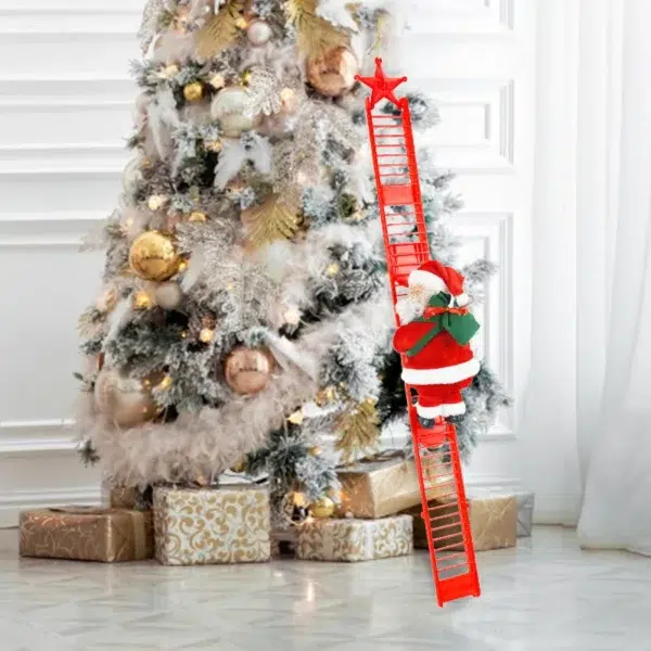 2024 Santa Claus Doll Climbing Ladder with Music Christmas Tree Ornaments Decorations For Home 2025 Navidad New Year Kids Gift - Image 5