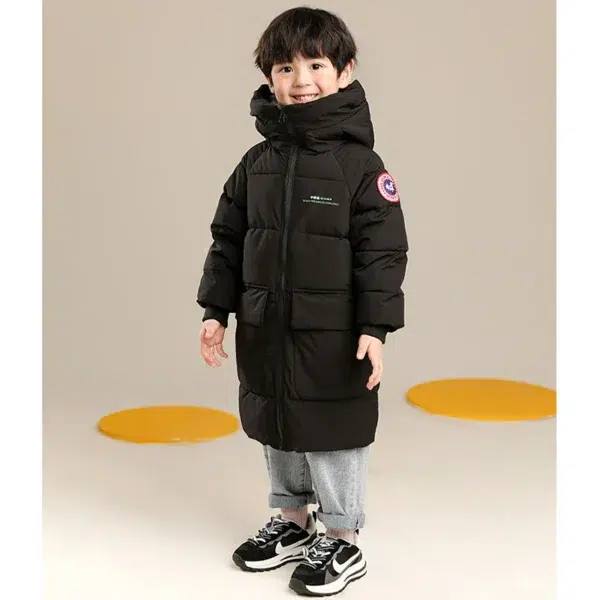 2-10 Years Autumn Winter Boys Jacket Solid Color Long Style Keep Warm Hooded Coat For Kids Children Birthday Present - Image 3