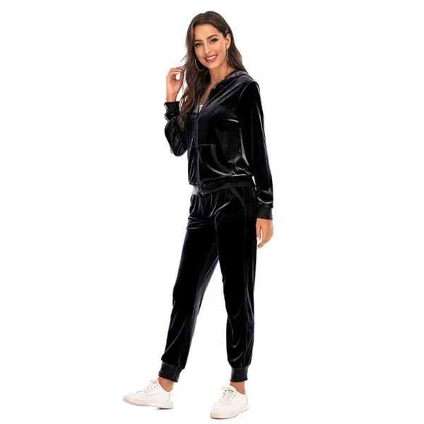 Velour Tracksuit Womens 2 Piece Sweatshirt & Sweatpants Set Full Zip Hoodie Sweatsuit with Pockets Casual Sportswear Autumn - Image 6