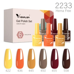 Venalisa Nail Gel Polish Kit HEMA FREE Nude Pink Color Collection Self Leveling Full Coverage Nail Manicure Set 6Pcs Kit