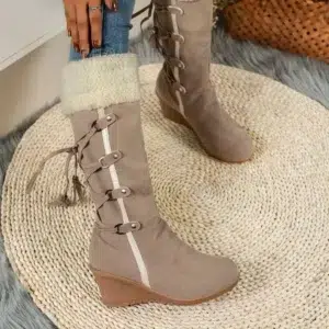 New Wedge Heel Increased Warm and Comfortable Casual Women's Shoes Winter Cross Strap Fashion Boots Botas Mujer Chaussure Femme