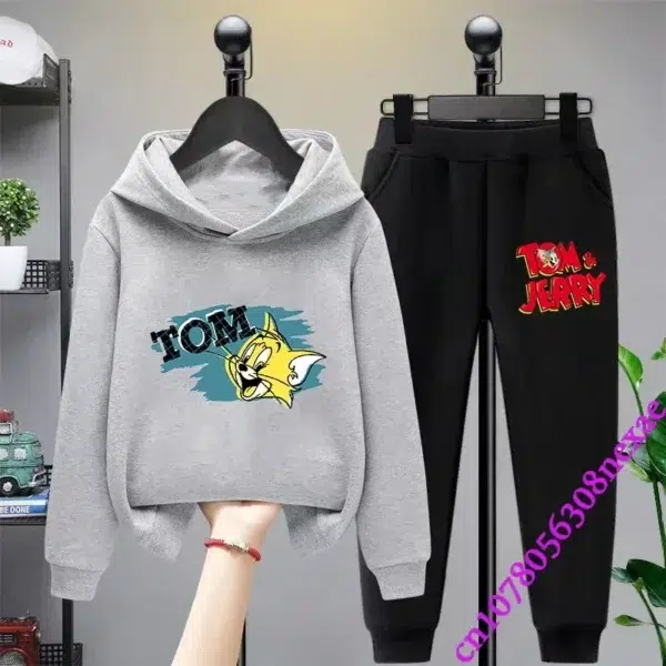 2024 New Disney Tom And Jerry Children's Set Spring And Autumn Cartoon Anime Boys And Girls Print Sports Top And Pants 2-piece - Image 3