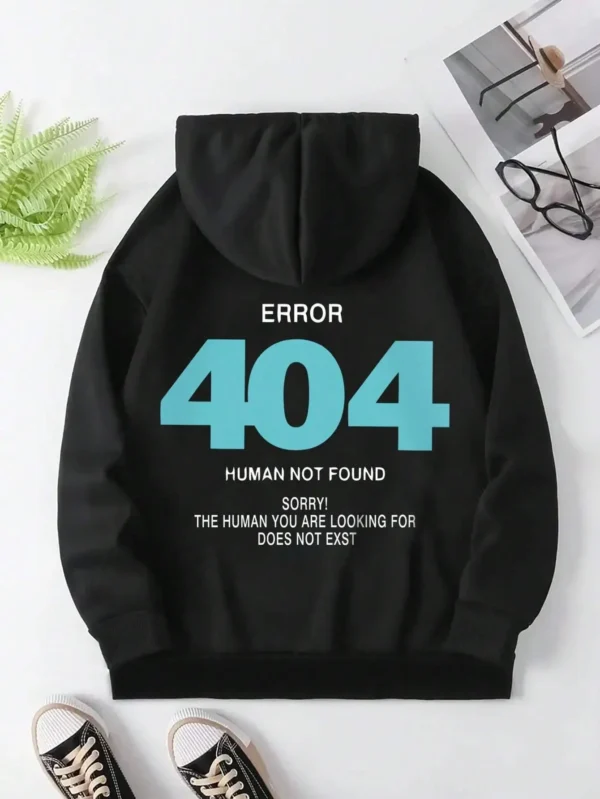 Women's Sweatshirts Error 404 Human Not Found sorry Prints Hoodies Fleece Long Sleeve Oversized Clothes Hip Hop Street Pullover - Image 2