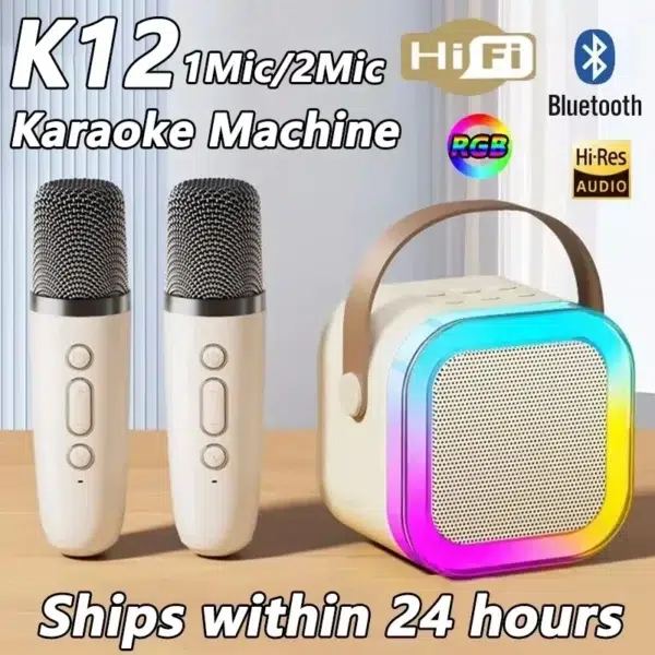 Wireless Karaoke Speaker Bluetooth Microphone K12 Home KTV Karaoke Machine RGB Light Portable Mini Bluetooth Speaker