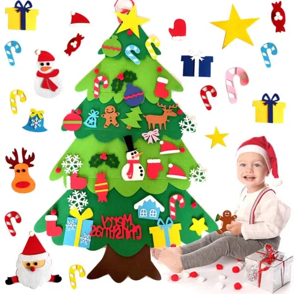 DIY Felt Christmas Tree Christmas Decoration for Home Navidad 2022 New Year Christmas Ornaments Santa Claus Xmas Kids Gifts - Image 2