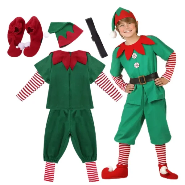 2024 Christmas Clothing Set Boy Girl Family Matching Outfit Kid Adult Santa Claus Cosplay Costume Hat Socks Pant Elf Clothes