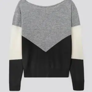 Color Block Cut Out Sweater, Casual Long Sleeve, Women's Pullover Sweaters