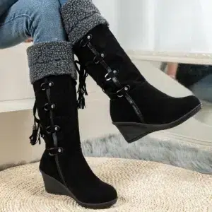 New Wedge Heel Increased Warm and Comfortable Casual Women's Shoes Winter Cross Strap Fashion Boots Botas Mujer Chaussure Femme