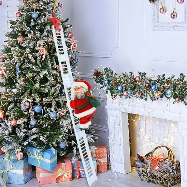 2024 Santa Claus Doll Climbing Ladder with Music Christmas Tree Ornaments Decorations For Home 2025 Navidad New Year Kids Gift - Image 3