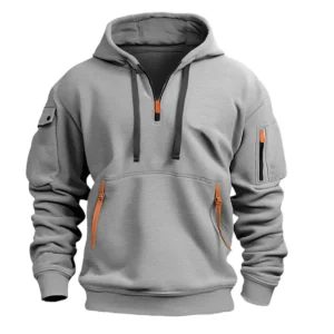 2024 New Multi Pocket Zipper Fleece Hooded Casual Shirt for Men and Women Plus Size Loose Pullover Fashion Sweatshirt top