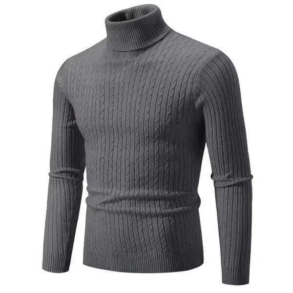 Men's High Neck Sweater Pullover Knitted Warm Casual Men Clothing Knitted Sweater Men Tops - Image 4