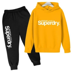 Kids Spring Autumn Casual Simple Letter Print Pullover Hoodie+Jogging Pants 2pcs Tracksuits 2-13Years Boys Girls Outfits Clothes