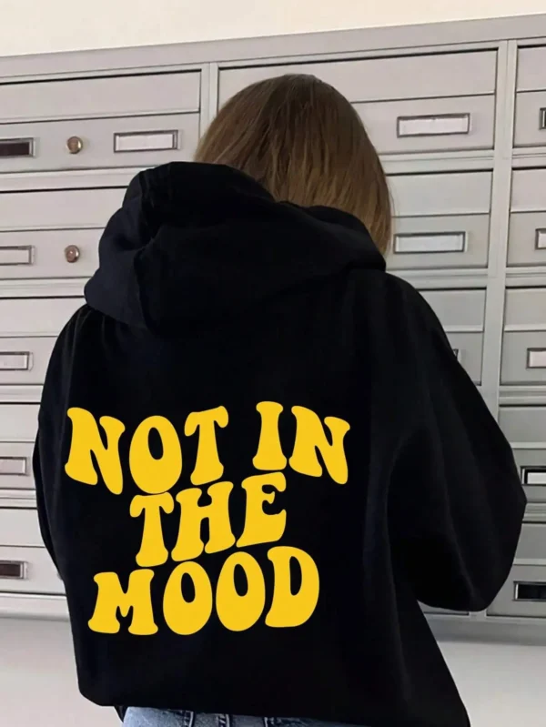 Not In The Mood Personality Letter Female Hoodies Personality Loose Hoodie Autumn Warm Fleece Hoody Harajuku Street Pullover