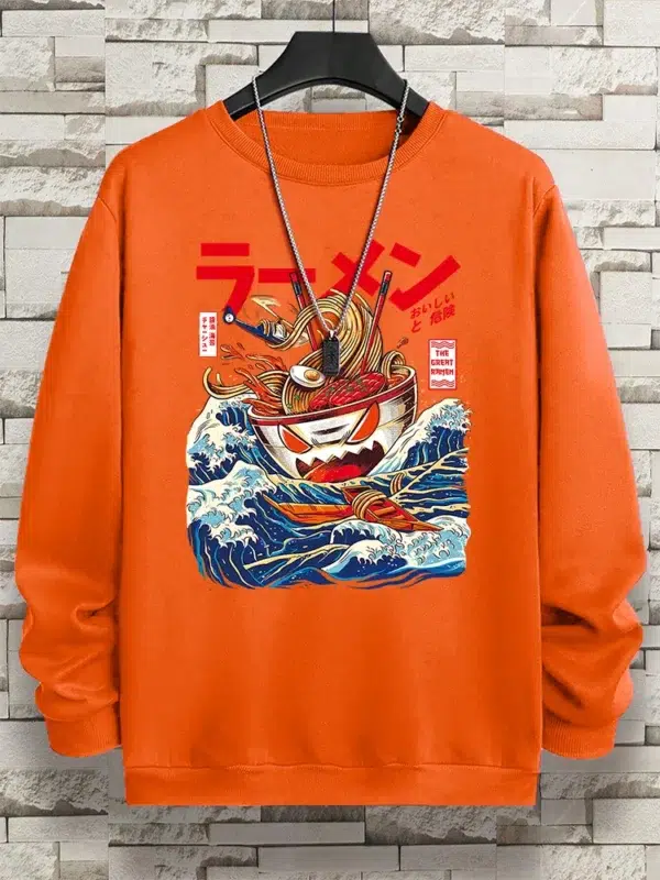 Harajuku Comics Sea Sushi Noodles Hoody Men Oversized Fashion Casual Fleece Pullover Clothing Sweatshirt Loose Comfortable Hoody - Image 4