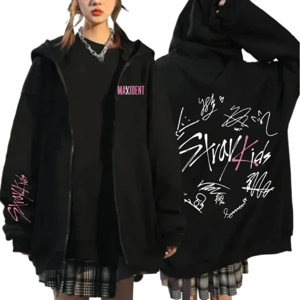 Kpop Harajuku Style Hooded Sweatshirt For Men Women Maxident Printing Zip Up Hooded Pullover Hip Hop Y2k Streetwear - Image 2