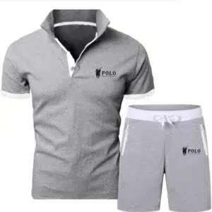 New 2024 Men's Polo Suit Fashion Men Sets prints Summer V-neck Buttonr Short Sleeve POLO Shirt+Shorts Two Pieces Men Casual Suit