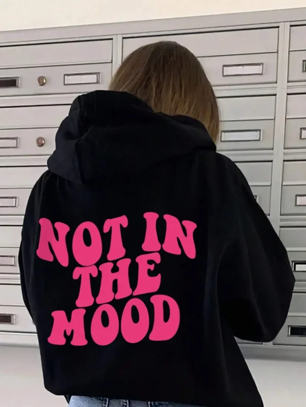 Not In The Mood Personality Letter Female Hoodies Personality Loose Hoodie Autumn Warm Fleece Hoody Harajuku Street Pullover - Image 3