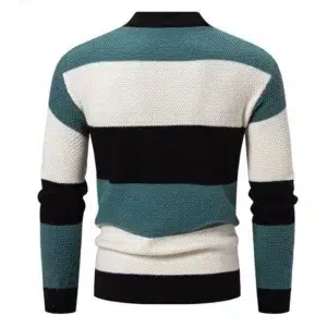 Fashion Patchwork Knitted Sweater Men Autumn Winter Mock Neck Long Sleeve Knit Pullovers Mens Youthful Vitality Casual Sweater