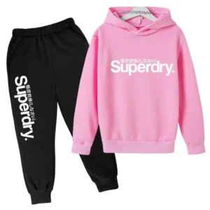 Kids Spring Autumn Casual Simple Letter Print Pullover Hoodie+Jogging Pants 2pcs Tracksuits 2-13Years Boys Girls Outfits Clothes