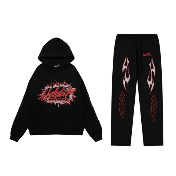 American Trendy Brand Ins Same Hell Star Sports Printing Suit Men's and Women's Loose Hooded Sweater Casual Pants Men Clothing