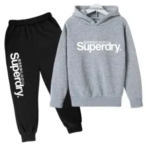 Kids Spring Autumn Casual Simple Letter Print Pullover Hoodie+Jogging Pants 2pcs Tracksuits 2-13Years Boys Girls Outfits Clothes