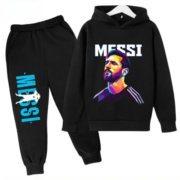 Children's Hoodie Set Plus Sweatshirt Pants Sports 2-piece Set for Boys and Girls Messi Printed Children's Clothing Baby Clothes - Image 3