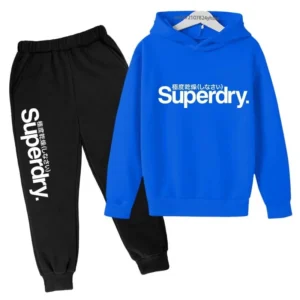 Kids Spring Autumn Casual Simple Letter Print Pullover Hoodie+Jogging Pants 2pcs Tracksuits 2-13Years Boys Girls Outfits Clothes