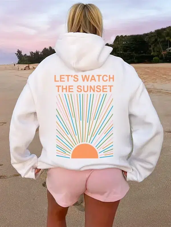 Hawaiian Style Printed Hoodie Women 2024 New Autumn Fashion All-Match White Hooded Cotton Womens Hoodie Long-Sleeved Sweatshirts - Image 3