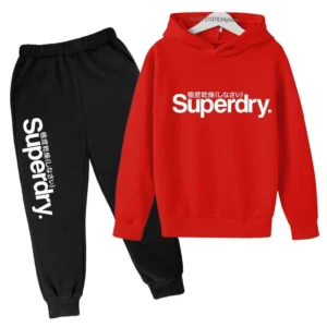 Kids Spring Autumn Casual Simple Letter Print Pullover Hoodie+Jogging Pants 2pcs Tracksuits 2-13Years Boys Girls Outfits Clothes