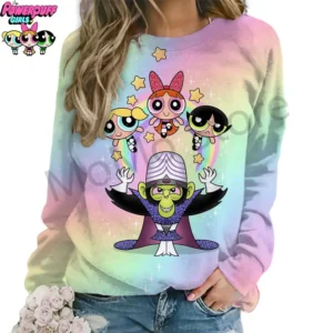 Women's Long Sleeve Sweatshirts O Neck The Powerpuff Girls Y2k 2024 Winter High Quality Streetwear Party Kawaii Pullovers New