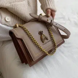 CGCBAG Luxury Brand Women Handbag 2024 New Retro Bee Female Shoulder Bag Simple High Quality Leather Designer Crossbody Bags