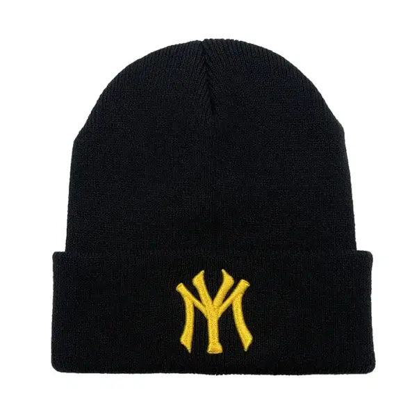 Unisex WY Letter Embroidery Beanies Autumn Winter Warm Hat Hip Caps for Women Men - Image 3