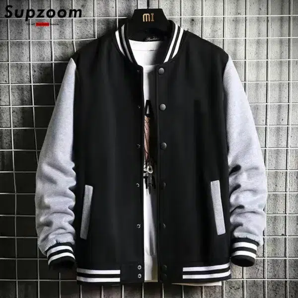 Supzoom New Arrival Fashion Fleece Casual Baseball Uniform Cotton Spliced Regular Rib Sleeve Brand Clothing Bomber Jacket Men - Image 4