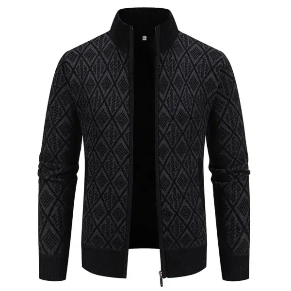 Men's Winter Jacket Thick Warm Casual Fleeced Windbreaker Knitting Jackets Autumn Spring Cardigan Coat Stand Collar - Image 2