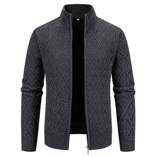 Men's Winter Jacket Thick Warm Casual Fleeced Windbreaker Knitting Jackets Autumn Spring Cardigan Coat Stand Collar - Image 4