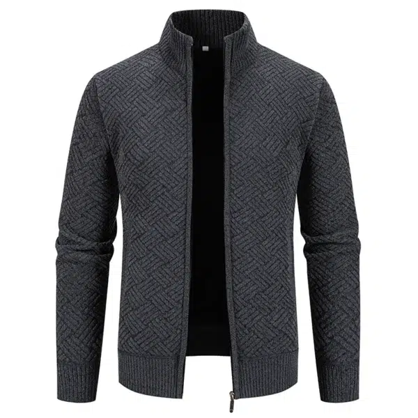 Men's Winter Jacket Thick Warm Casual Fleeced Windbreaker Knitting Jackets Autumn Spring Cardigan Coat Stand Collar - Image 6