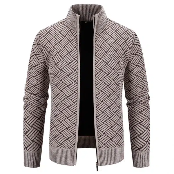 Men's Winter Jacket Thick Warm Casual Fleeced Windbreaker Knitting Jackets Autumn Spring Cardigan Coat Stand Collar - Image 5