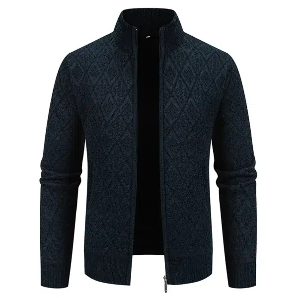 Men's Winter Jacket Thick Warm Casual Fleeced Windbreaker Knitting Jackets Autumn Spring Cardigan Coat Stand Collar - Image 3