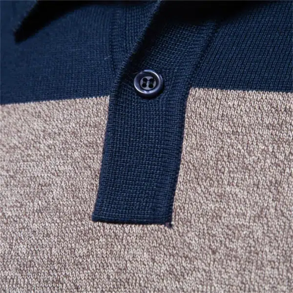 AIOPESON Mens Strip Cotton Button-up Polo Collar Sweater Knit Casual Business Sweaters for Men - Image 5