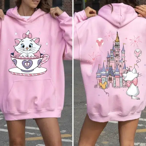 Fashion The Aristocats Sweatshirt Hoodies Women Autumn Long Sleeve Tops Loose Hood Shirt Harajuku Y2K Clothes Female Sweatshirt