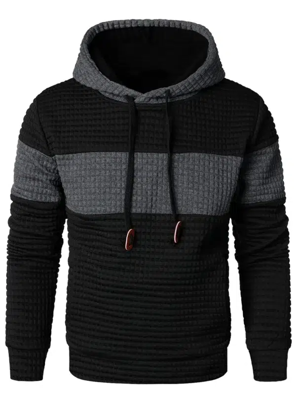 Men's fashion loose color matching hoodie casual breathable long sleeve hoodie street outdoor activities