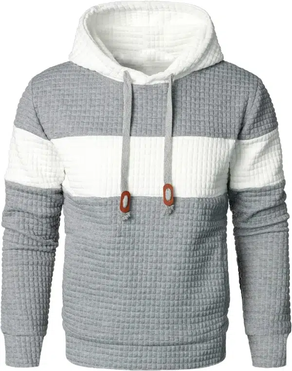 Men's fashion loose color matching hoodie casual breathable long sleeve hoodie street outdoor activities - Image 3