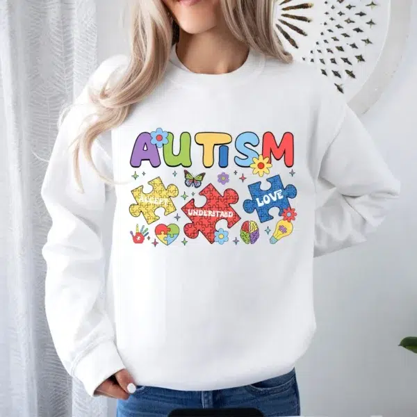 Autism Print Women Men Sweatshirt Soft Casual Loose Vintage Female Hoodies 2025 Autumn Winter Warm Fleece Student Hoodies Tops - Image 5